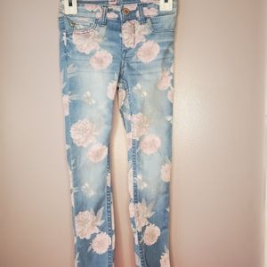 H&M girls Skinny Floral destructed bottom jegging